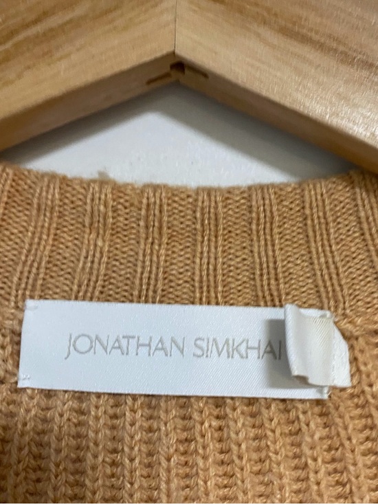 Jonathan Simkhai Ribbed Knit Cardigan Sweater Camel Tan Size XS - Picture 3 of 10